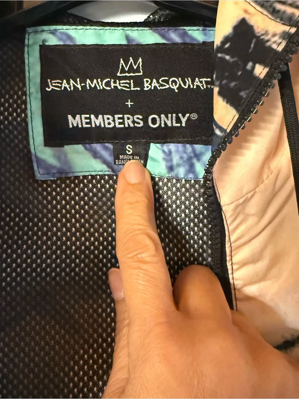 Members Only Multicolor Basquiat-Inspired Graphic Windbreaker